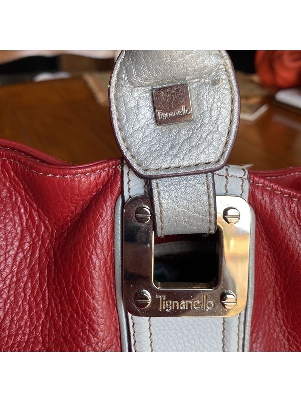TIGNANELLO stylish Red white stripes 💯 leather 🎉Host Pick 7/22 🎉 - Picture 3 of 10